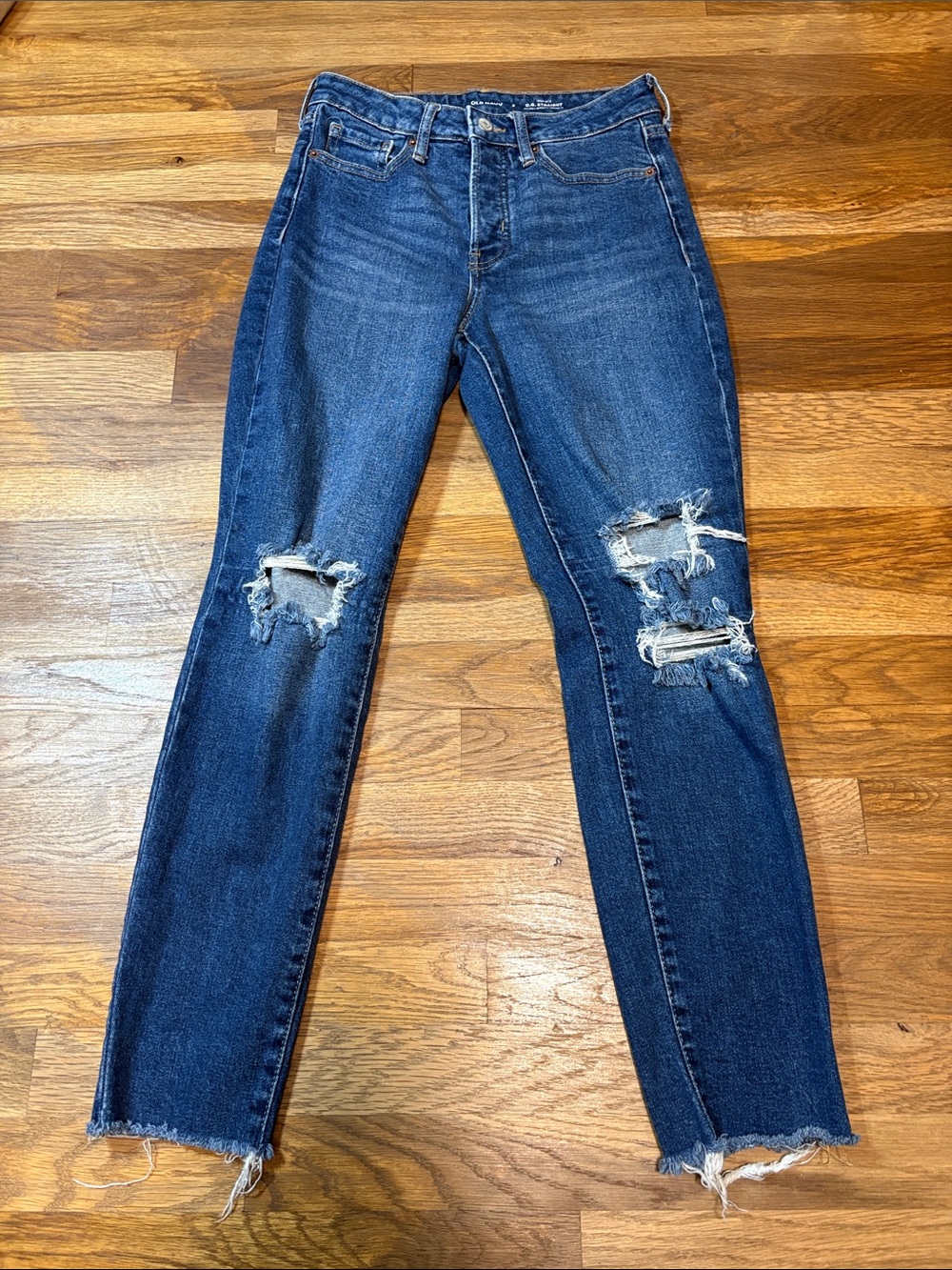 Old Navy Buttonfly distressed OG straight jeans